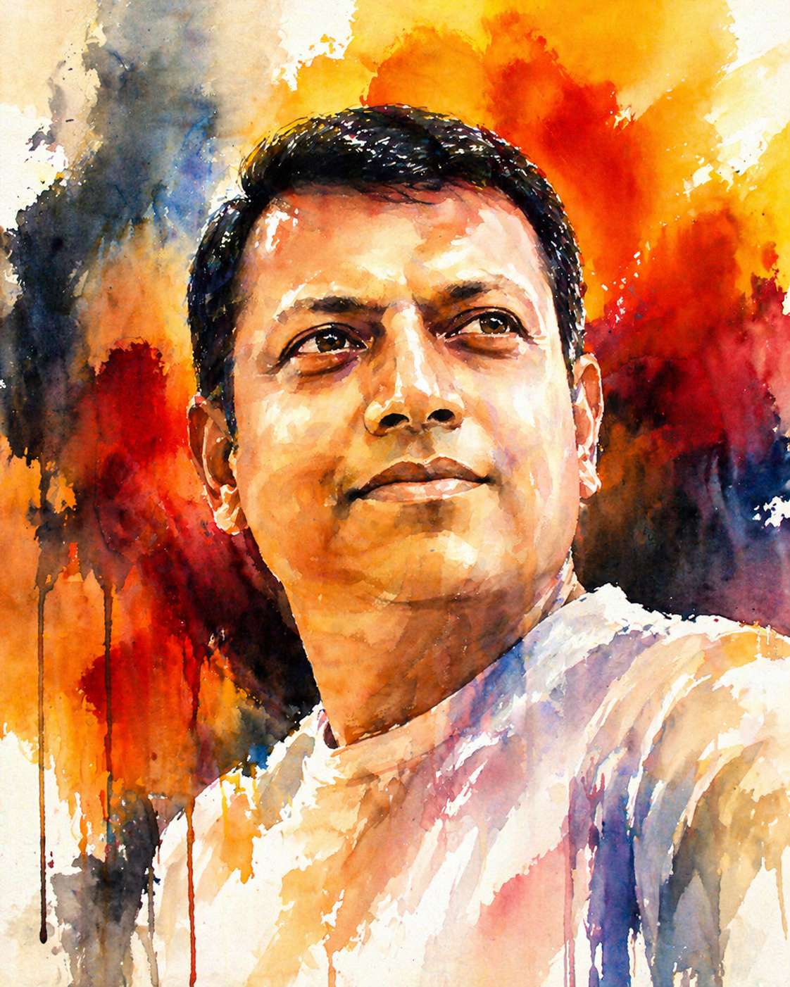 Watercolor portrait of Dr. Nitin Majumder